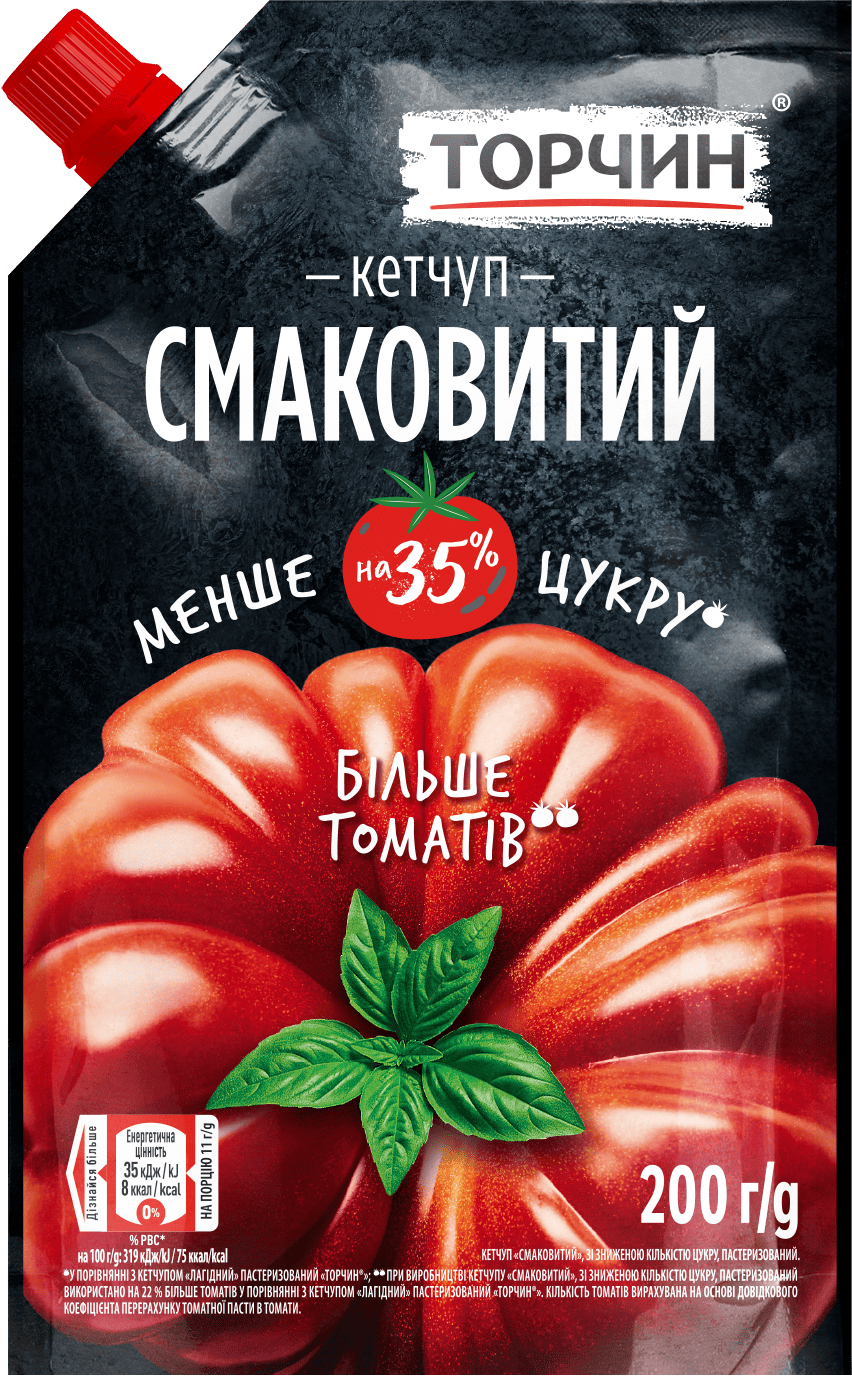 Кетчуп Смаковитий Торчин® лицьова сторона упаковки