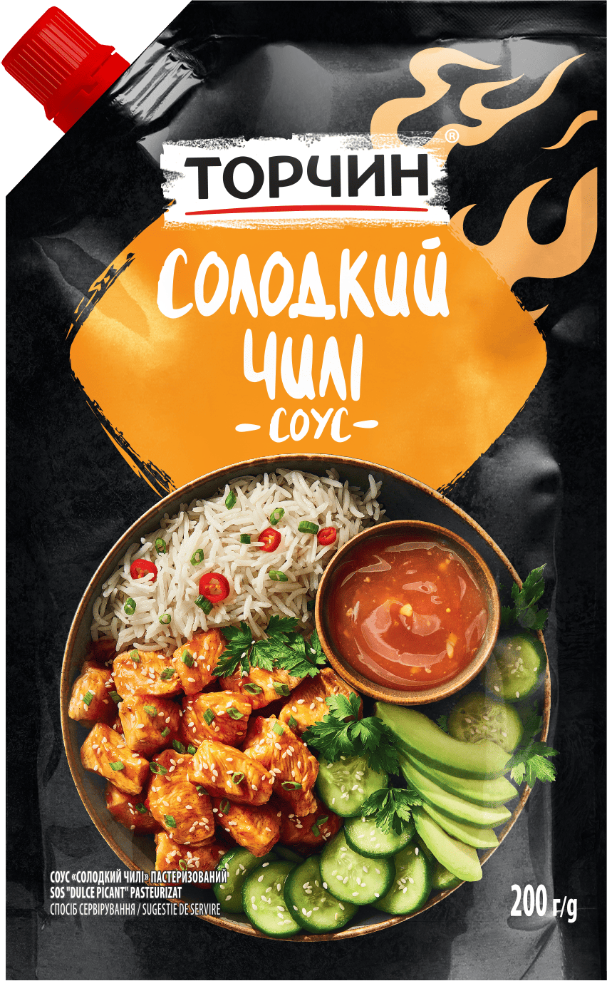Соус Солодкий Чилі Торчин® лицьова сторона упаковки